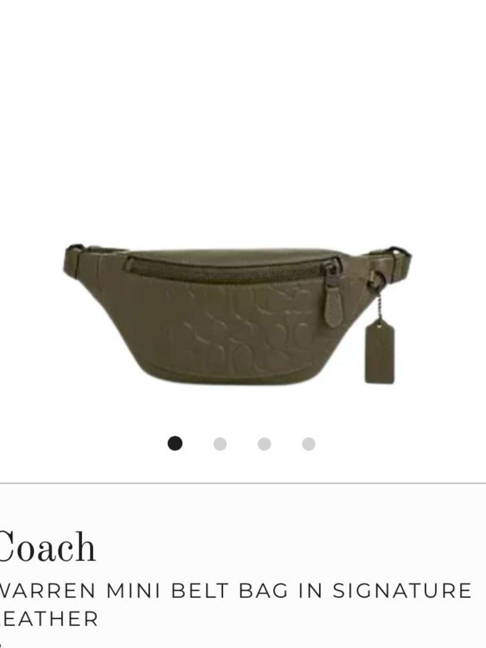 Coach Warren Mini Signature Embossed Belt Bag in Olive
